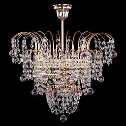 Люстра Агата Венеция №2 - 3 лампы розовая в Сочи Гусь Хрустальный