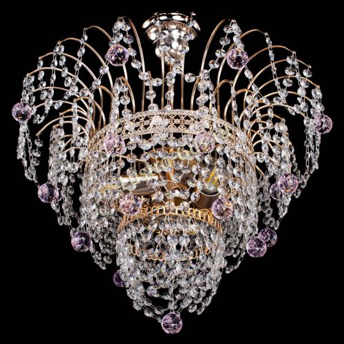 Люстра Агата Венеция №2 - 3 лампы розовая в Сочи Гусь Хрустальный