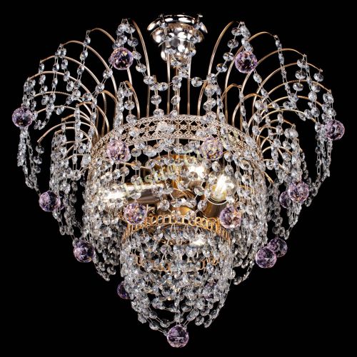 Люстра Агата Венеция №2 - 3 лампы розовая в Сочи Гусь Хрустальный