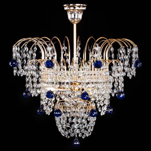 Люстра Агата Венеция №2 - 3 лампы синяя в Сочи Гусь Хрустальный