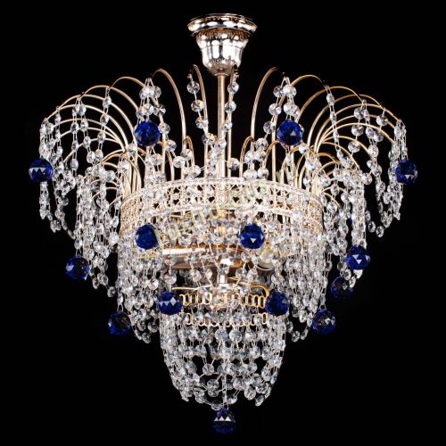 Люстра Агата Венеция №2 - 3 лампы синяя в Сочи Гусь Хрустальный