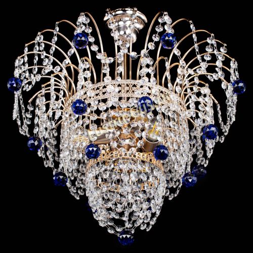 Люстра Агата Венеция №2 - 3 лампы синяя в Сочи Гусь Хрустальный