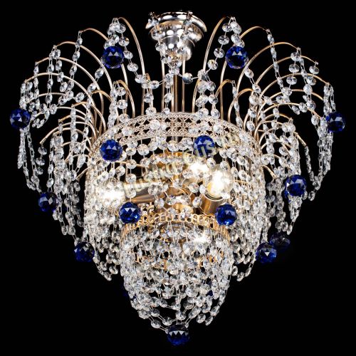 Люстра Агата Венеция №2 - 3 лампы синяя в Сочи Гусь Хрустальный
