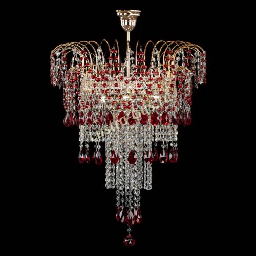 Люстра Агата Венеция №4 длинная Красная в Сочи Гусь Хрустальный