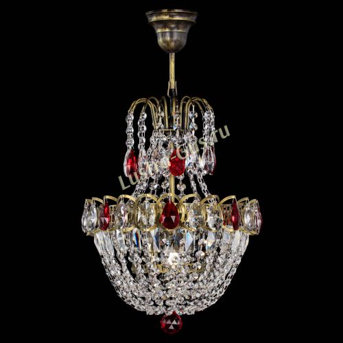 Люстра Астра №1 с подвесом под бронзу Красная в Сочи Гусь Хрустальный