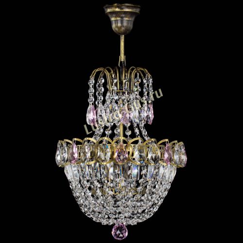 Люстра Астра №1 с подвесом под бронзу Розовая в Сочи Гусь Хрустальный