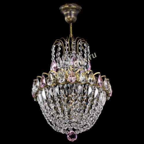 Люстра Астра №1 с подвесом под бронзу Розовая в Сочи Гусь Хрустальный