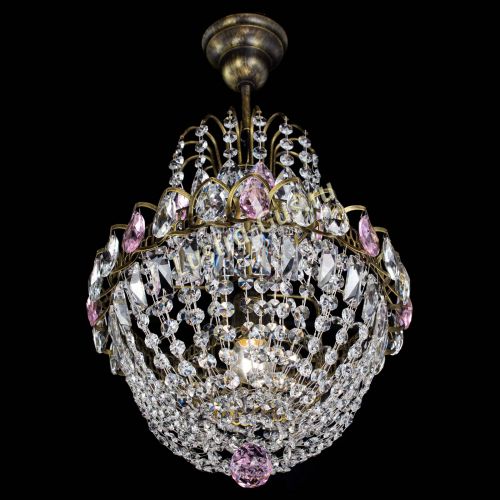 Люстра Астра №1 с подвесом под бронзу Розовая в Сочи Гусь Хрустальный