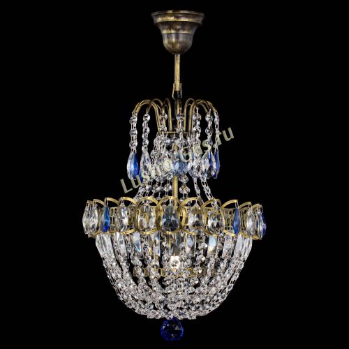 Люстра Астра №1 с подвесом под бронзу Синяя в Сочи Гусь Хрустальный