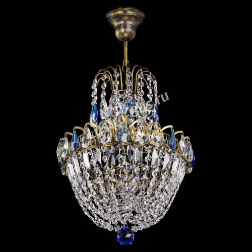 Люстра Астра №1 с подвесом под бронзу Синяя в Сочи Гусь Хрустальный