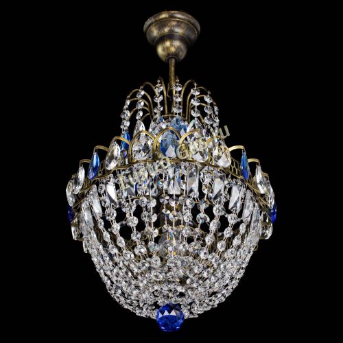 Люстра Астра №1 с подвесом под бронзу Синяя в Сочи Гусь Хрустальный