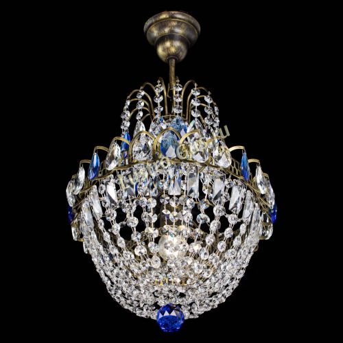 Люстра Астра №1 с подвесом под бронзу Синяя в Сочи Гусь Хрустальный