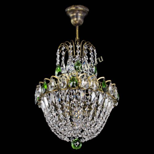 Люстра Астра №1 с подвесом под бронзу Зеленая в Сочи Гусь Хрустальный