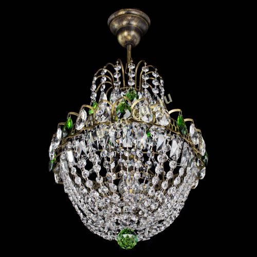 Люстра Астра №1 с подвесом под бронзу Зеленая в Сочи Гусь Хрустальный