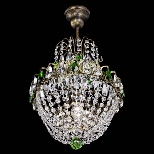 Люстра Астра №1 с подвесом под бронзу Зеленая в Сочи Гусь Хрустальный