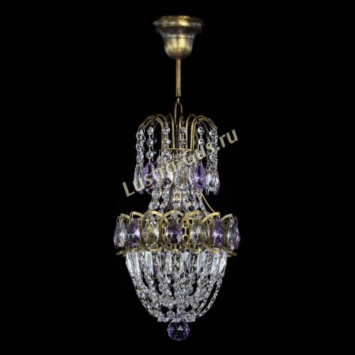 Люстра Астра №1 узкая фиолетовая под бронзу в Сочи Гусь Хрустальный