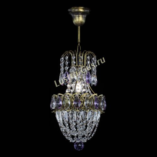 Люстра Астра №1 узкая фиолетовая под бронзу в Сочи Гусь Хрустальный