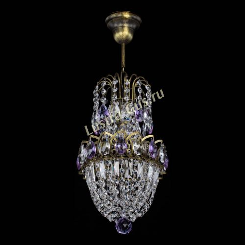 Люстра Астра №1 узкая фиолетовая под бронзу в Сочи Гусь Хрустальный