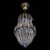Люстра Астра №1 узкая фиолетовая под бронзу в Сочи