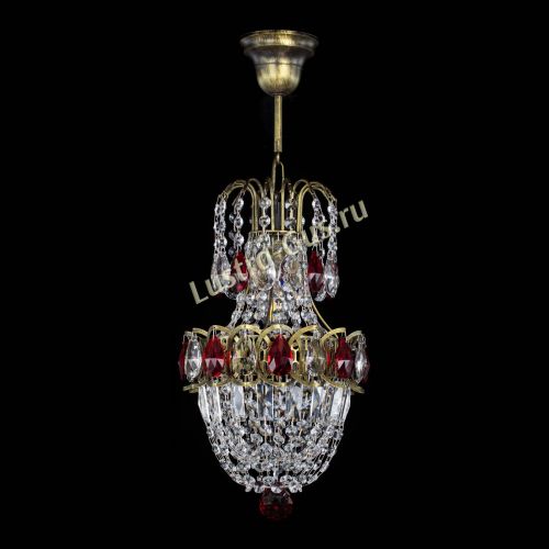 Люстра Астра №1 узкая красная под бронзу в Сочи Гусь Хрустальный