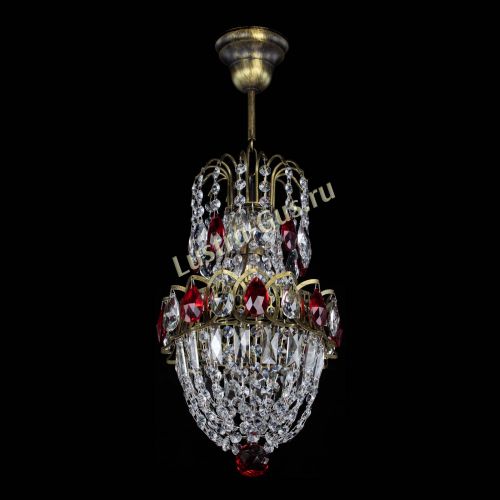 Люстра Астра №1 узкая красная под бронзу в Сочи Гусь Хрустальный