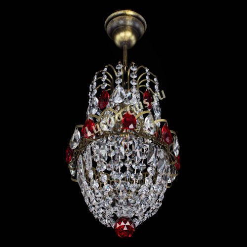 Люстра Астра №1 узкая красная под бронзу в Сочи Гусь Хрустальный