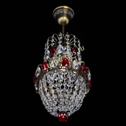 Люстра Астра №1 узкая красная под бронзу в Сочи Гусь Хрустальный