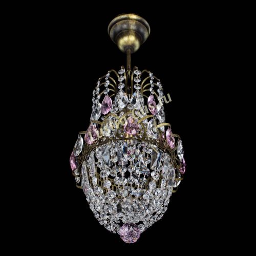 Люстра Астра №1 узкая розовая под бронзу в Сочи Гусь Хрустальный