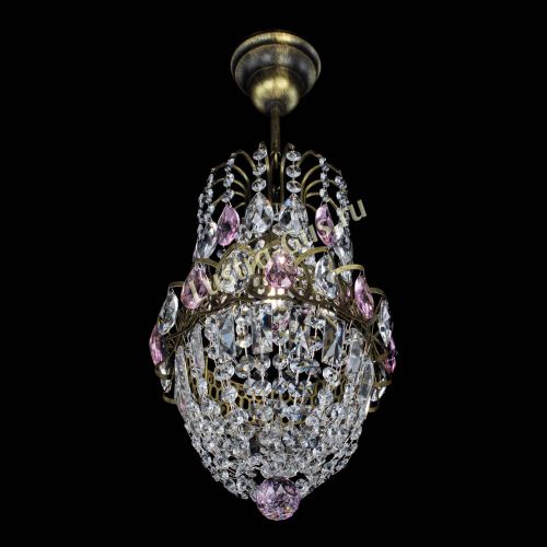 Люстра Астра №1 узкая розовая под бронзу в Сочи Гусь Хрустальный