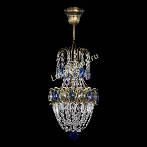 Люстра Астра №1 узкая синяя под бронзу в Сочи Гусь Хрустальный