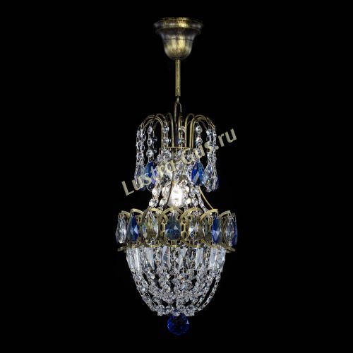 Люстра Астра №1 узкая синяя под бронзу в Сочи Гусь Хрустальный
