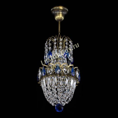 Люстра Астра №1 узкая синяя под бронзу в Сочи Гусь Хрустальный