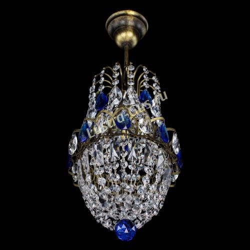 Люстра Астра №1 узкая синяя под бронзу в Сочи Гусь Хрустальный