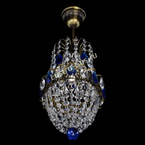 Люстра Астра №1 узкая синяя под бронзу в Сочи Гусь Хрустальный