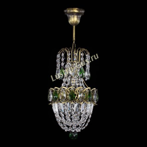 Люстра Астра №1 узкая зеленая под бронзу в Сочи Гусь Хрустальный