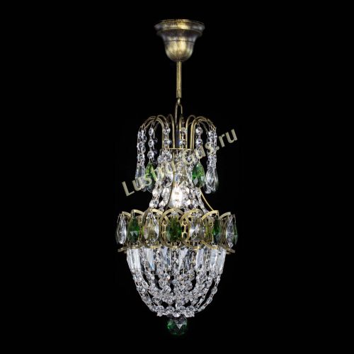Люстра Астра №1 узкая зеленая под бронзу в Сочи Гусь Хрустальный