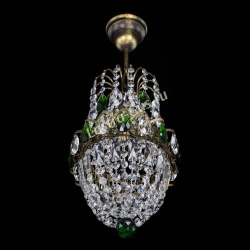 Люстра Астра №1 узкая зеленая под бронзу в Сочи Гусь Хрустальный