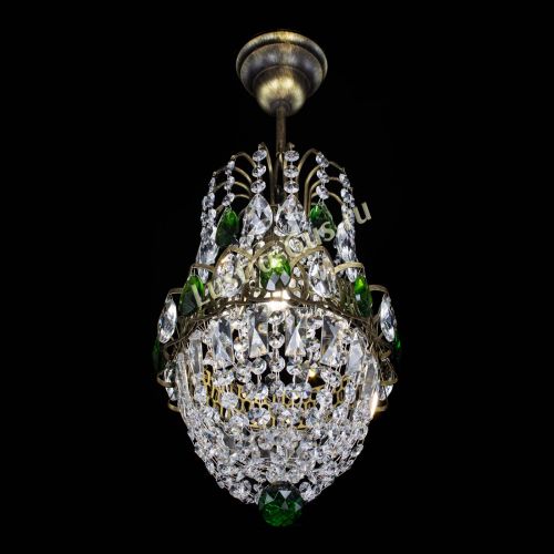 Люстра Астра №1 узкая зеленая под бронзу в Сочи Гусь Хрустальный