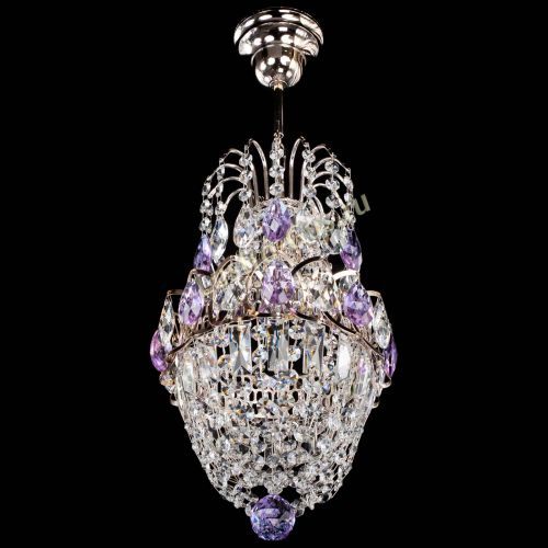 Люстра Астра №1 узкая фиолетовая в Сочи Гусь Хрустальный