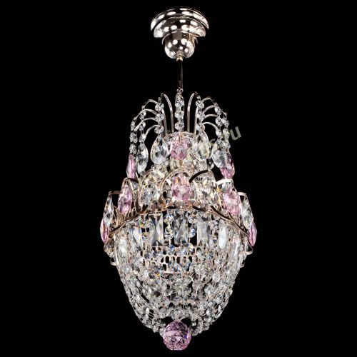 Люстра Астра №1 узкая розовая в Сочи Гусь Хрустальный