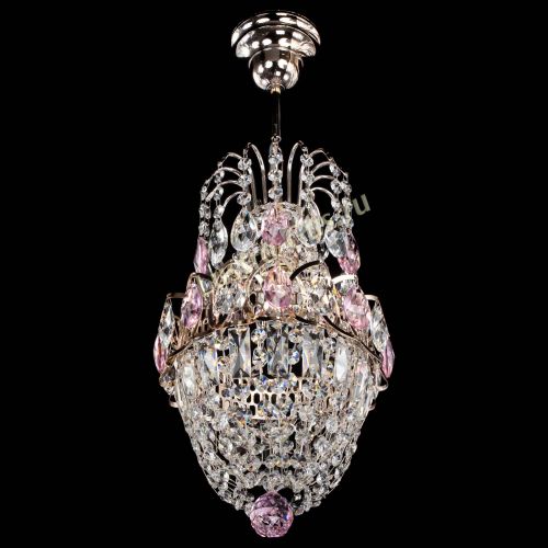 Люстра Астра №1 узкая розовая в Сочи Гусь Хрустальный