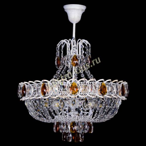 Люстра Астра Белая с подвесом чайная в Сочи Гусь Хрустальный