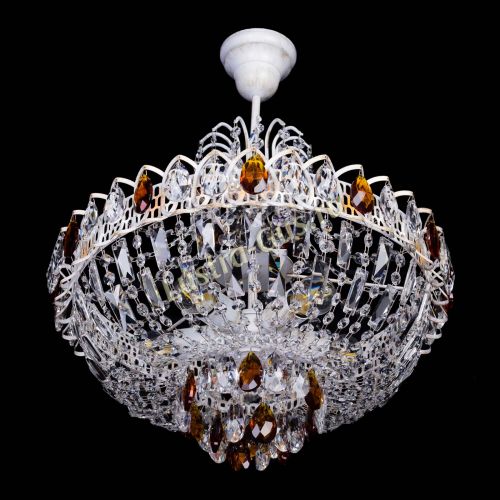 Люстра Астра Белая с подвесом чайная в Сочи Гусь Хрустальный