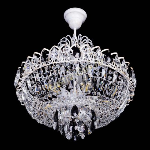 Люстра Астра Белая с подвесом черная в Сочи Гусь Хрустальный