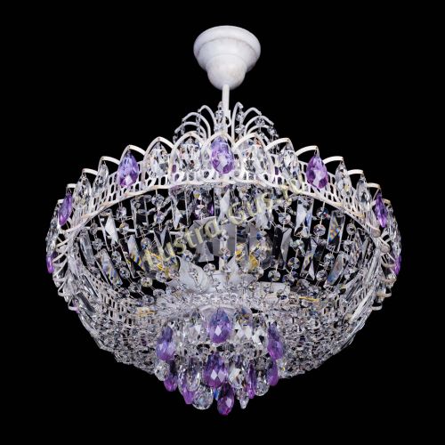 Люстра Астра Белая с подвесом фиолетовая в Сочи Гусь Хрустальный