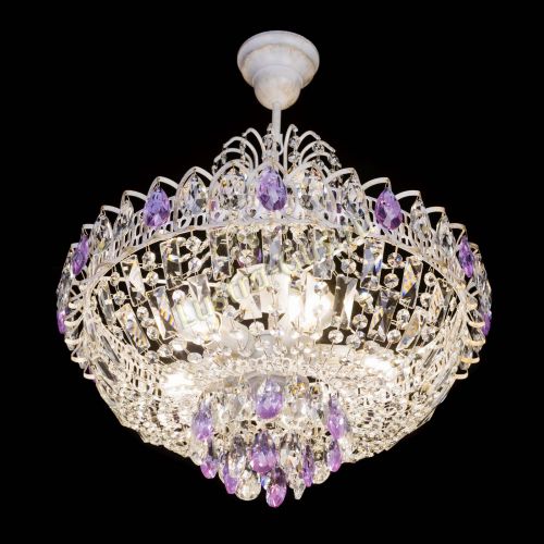 Люстра Астра Белая с подвесом фиолетовая в Сочи Гусь Хрустальный