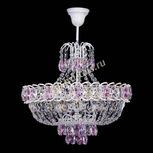 Люстра Астра Белая с подвесом розовая в Сочи Гусь Хрустальный