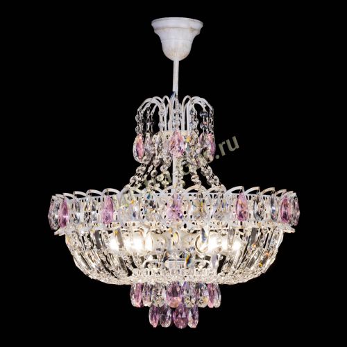Люстра Астра Белая с подвесом розовая в Сочи Гусь Хрустальный