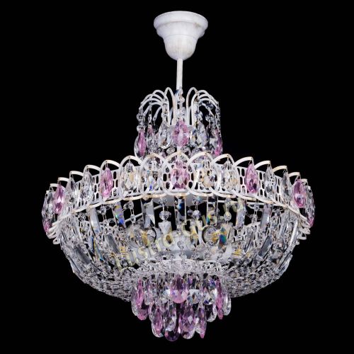 Люстра Астра Белая с подвесом розовая в Сочи Гусь Хрустальный