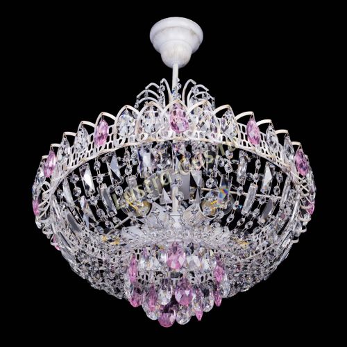 Люстра Астра Белая с подвесом розовая в Сочи Гусь Хрустальный